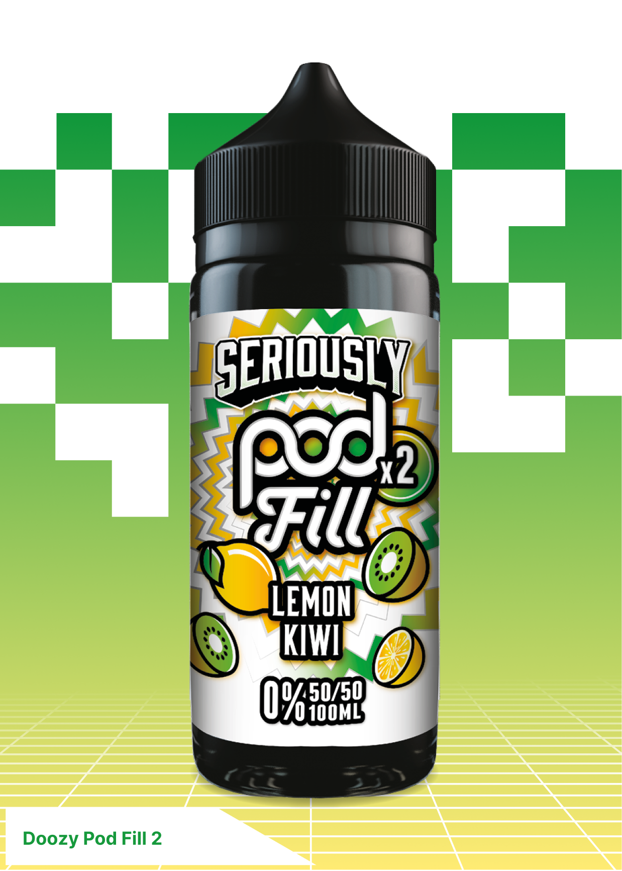 Doozy Pod Fill 2 - Lemon Kiwi 100ML - VAPE LAB SOLUTIONS
