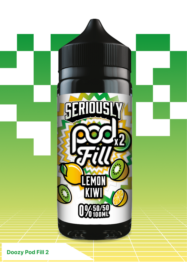 Doozy Pod Fill 2 - Lemon Kiwi 100ML - VAPE LAB SOLUTIONS Hover Image