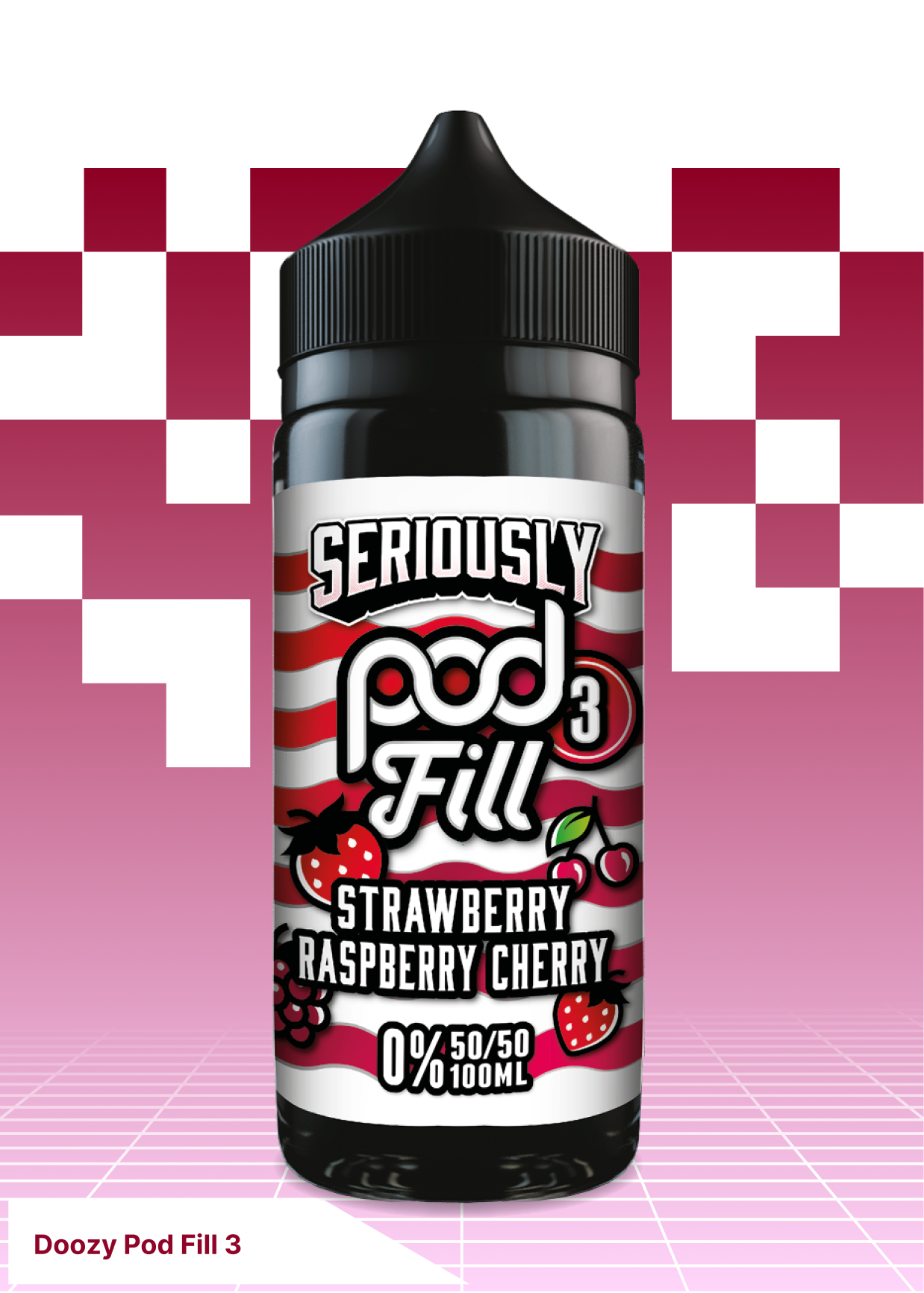 Doozy Pod Fill 3 - Strawberry Raspberry Cherry 100ML - VAPE LAB SOLUTIONS